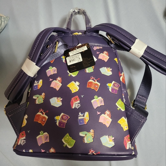 Disney Loungefly Purple Backpack with Book Design - Picture 2 of 4